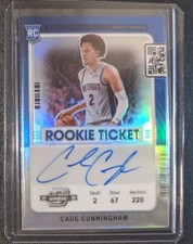 CADE CUNNINGHAM 2021-22 PANINI CONTENDERS OPTIC SILVER HOLO PRIZM ON CARD AUTO