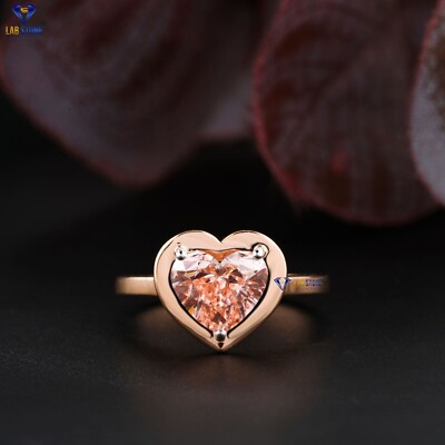 1.52 TDW  F.P. Heart Cut Moissanite Solitaire Ring 10K Rose Gold Labstone