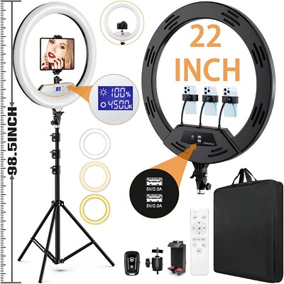 22''Ring Light with Stand,Ring Light Tripod for iPhone ipad,with 75''Tripod/LCD...