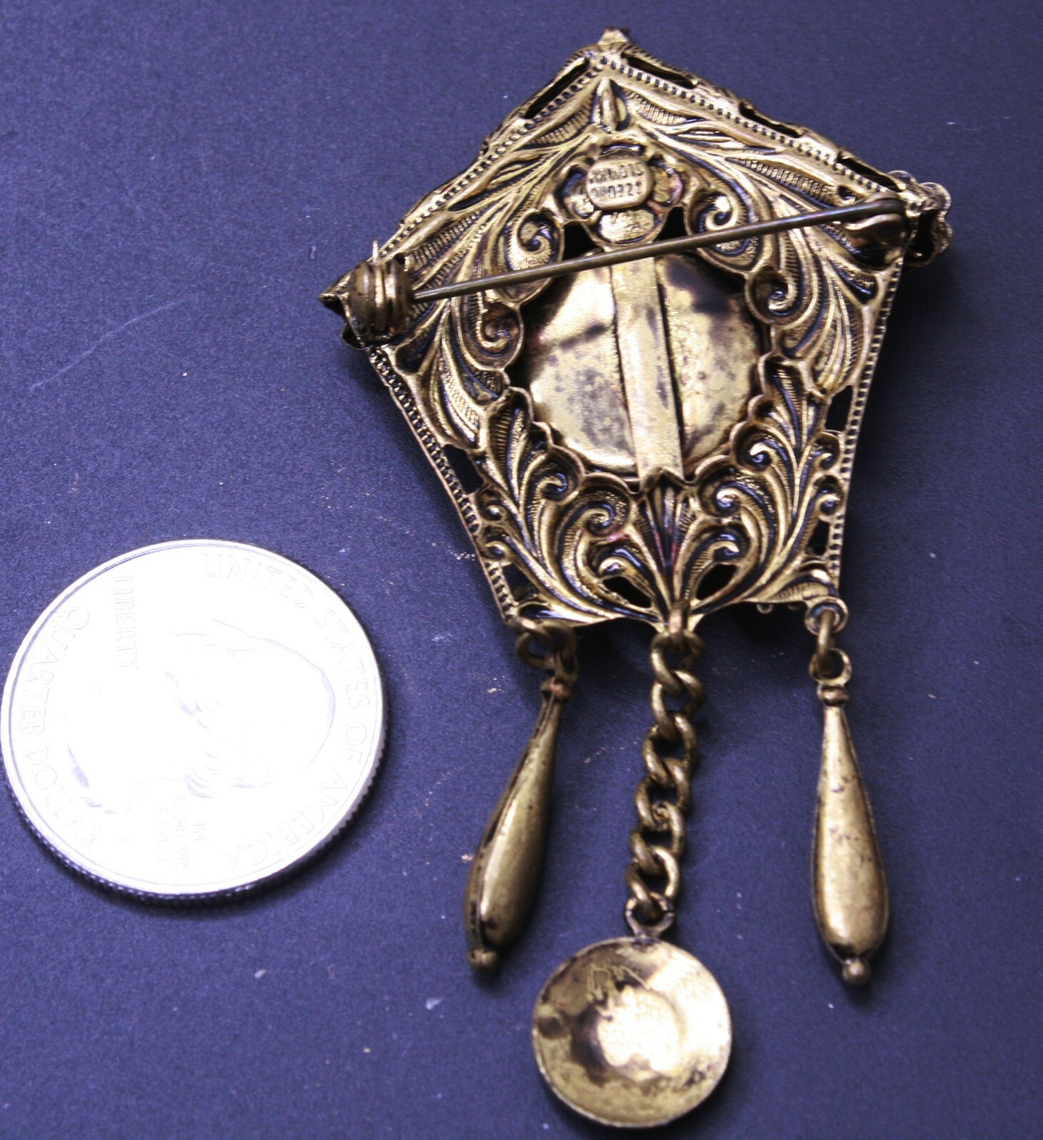 Vintage Signed CHEHOSLOVAKIA Pendulum Clock Fleur… - image 3