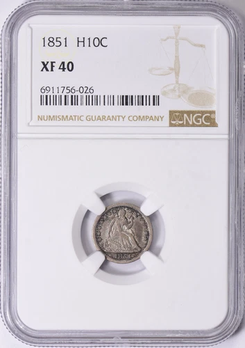 1851 NGC XF40 Liberty Seated Half Dime H10c