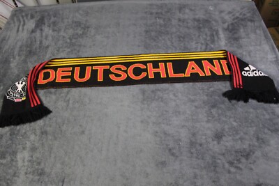 Germany Deuschland Scarf Adult One Size Black Reversible Fringe Soccer Adidas