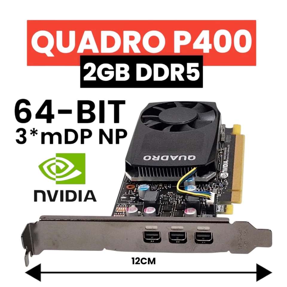 PNY NVIDIA Quadro P400 2GB DDR5 Graphic Card 64-bit 3*mDP NP/ BLENDE 12CM
