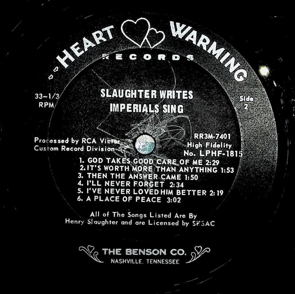 Imperials Sing Slaughter Writes Heart Warming LP Henry Slaughter Jake Hess - Image 4 of 4