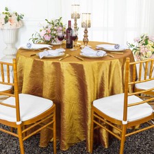 Wedding Linens Inc. 120" Taffeta Crinkle Crushed Round Tablecloths Table Covers