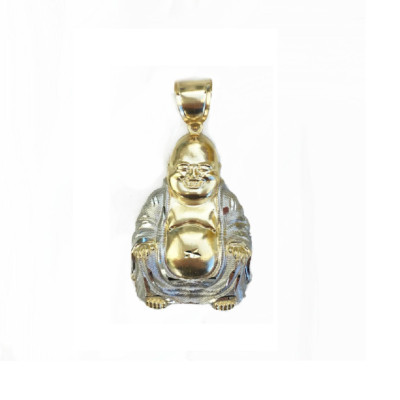 10K Solid Yellow White Gold Buddha Pendant - Religious Necklace Charm Men Women