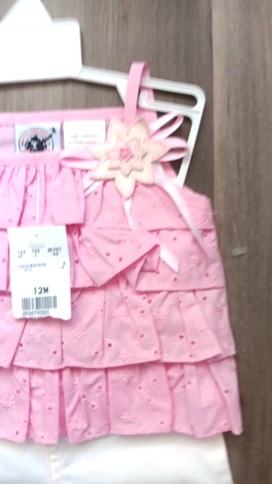 De colección Bebé Niñas Ropa Goodlad 2 piezas Conjunto 12 M Rosa Volantes Ojales Top Barbie Foto 3 de 4