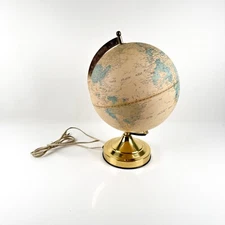 Vintage Underwriters Laboratories Portable Globe Touch Lamp TableTop Brass Retro