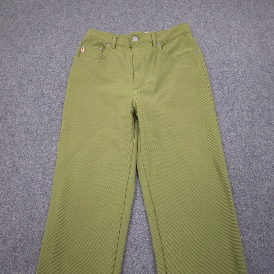 Pantalones vintage GUESS para mujer 27 verdes acanalados altos ajustados algodón elástico talla 27x30 Foto 3 de 4