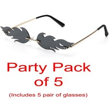Flame Shaped Sunglasses Funky Cool Retro Party Club Rave Dk Gray -5 pack