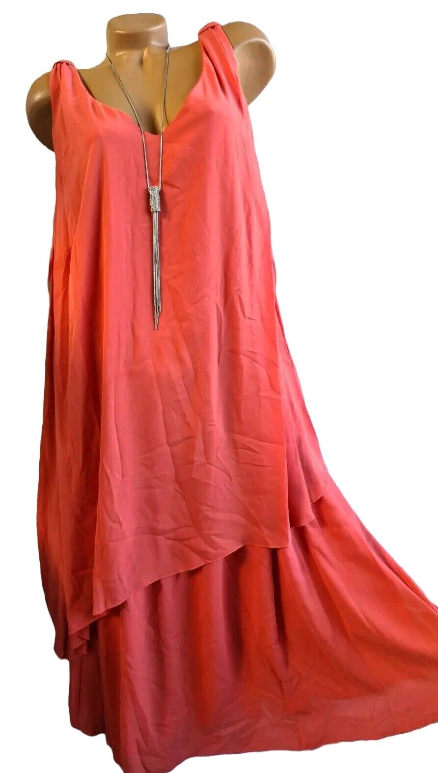 Sheego Eventkleid Abendkleid Kleid Damen Lagen koralle (896) (612) Übergrösse