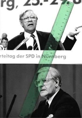 2x Foto von HELMUT SCHMIDT - Pressefoto Vintage 1980er SPD Bundeskanzler Hamburg