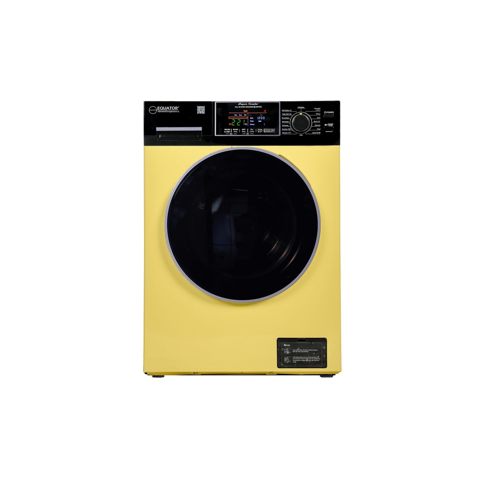 Equator All-In-One VENTED/VENTLESS Washer-Dryer 1.9cf/18lb 1400RPM 110V (Yell...