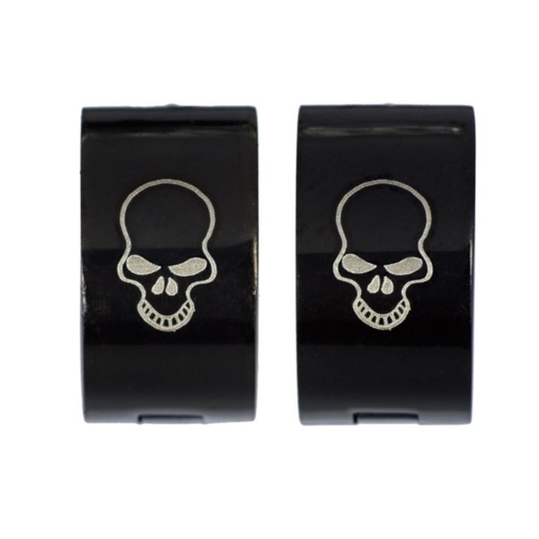 Totenkopf Skull Edelstahl Stahl Klapp Creolen Ohrringe Gothic Damen Herren Neu-image