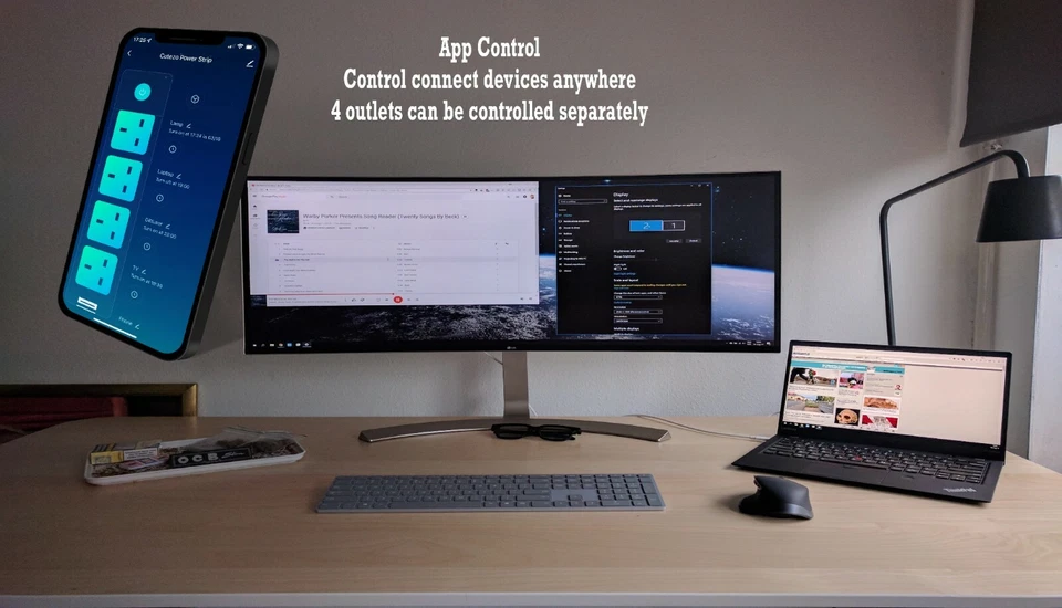 Cutezo Smart Power Strip with 4 AC Outlets &4 USB Port (Fast Charging/Energy A+) - Image 2 of 4