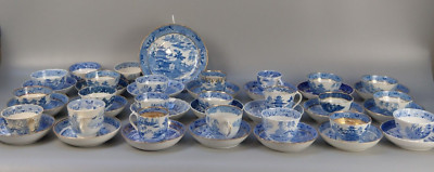 Konvolut Teeschale Tassen Untertasse Spode, Miles Mason zwei Tempel um 1770 - um 1820