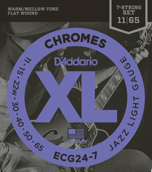 D'Addario ECG24-7 Chromes Flat Wound, 7-String Electric Guitar Strings