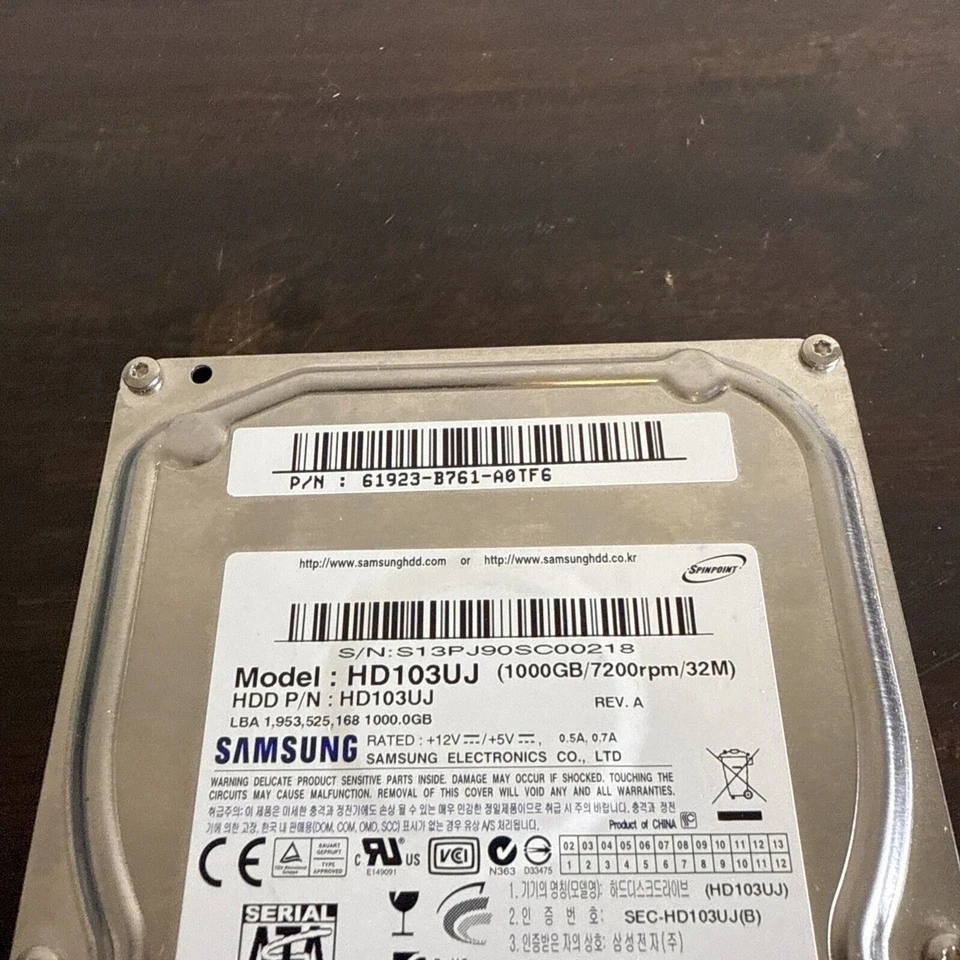 Samsung Spinpoint HD103UJ 1 TB 7200RPM 3.5" SATA Desktop Hard Drive 32mb Cache - Image 3 of 4