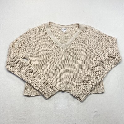 Pacsun LA Hearts Crop Knit Sweater Womens Large Beige Tan
