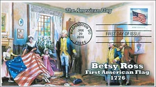 2016, American Flag, Besty Ross, George Washington, FDC, Coil stamp, BW, 16-010