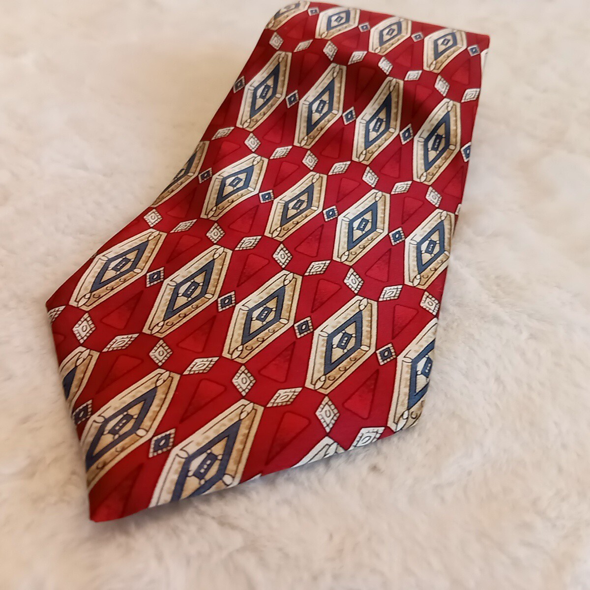 Mark Alexander Vintage Mens Abstract Silk Tie GUC Red And Blue Tie 60" X 3.75"