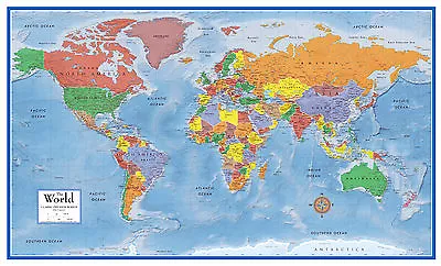SWIFTMAPS 24x36 World Classic Premier 3D Wall Map - large poster wall mural art decor