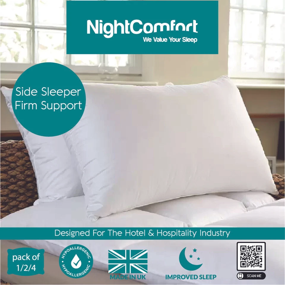 NightComfort Hotel Quality Pillow Poly Cotton - Multi Pack Soft Medium Firm - Image 4 of 4