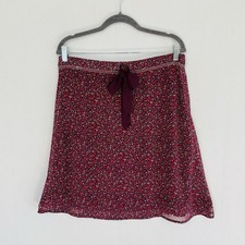 ESPRIT Women  s Size 8 Vintage Y2K Red  Green Ditsy Floral Velvet Trim Skirt
