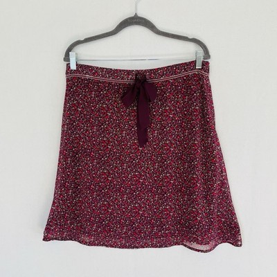 ESPRIT Women s Size 8 Vintage Y2K Red & Green Ditsy Floral Velvet Trim Skirt