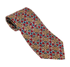 Vintage Burberrys London Art Deco 100 Silk Necktie Tie Luxury Medallion Print