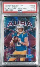 2020 Panini Spectra Rookie Aura Justin Herbert #RA-18 Neon Pink /25 (RC) PSA 9