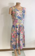 Vintage Floral Maxi Dress Back V Detail Womens XL