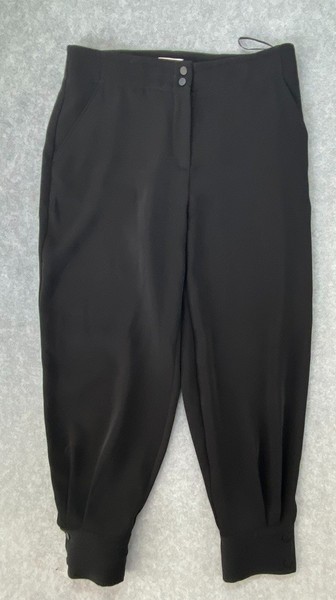 WITCHERY SIZE 12 WOMENS BLACK HIGH RISE TAPERED ANKLE PANTS SNAP CUFF POCKETS