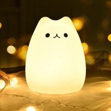 Cute Cat Lamp Silicone Kitty Night Light Kids Bedroom Children Toddler Decor