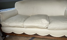 FREE OF CHARGE Traditional Beige Fabric Sofa, Wooden Frame, Pad Arms, 3-Seater