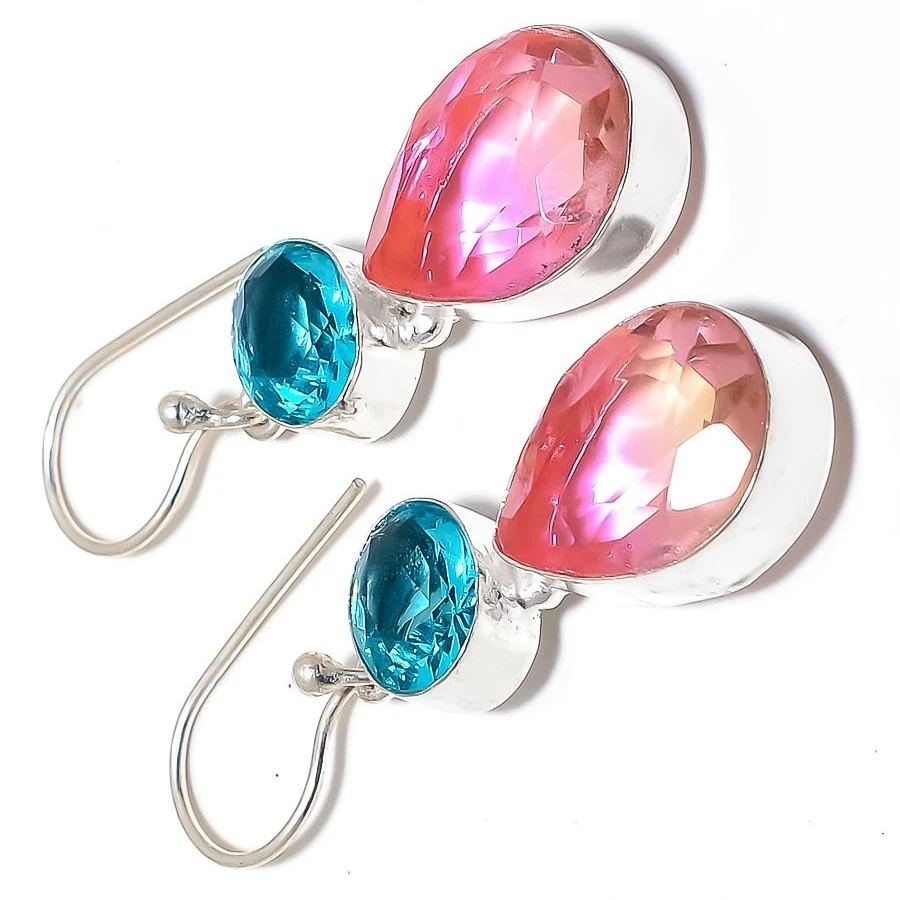 Bio Colour Tourmaline Earring Gemstone 925 Sterling Silver Earring'' - Image 2 of 2