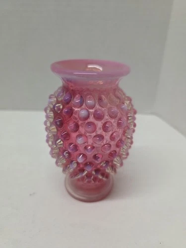 Fenton  Cranberry Opalescent Hobnail Glass  Mini Bud Vase