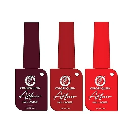 Colors Queen Affair Nail Polish Set of 3-08 Tangy Sun Set, 32 Dark Sienna & 43 R