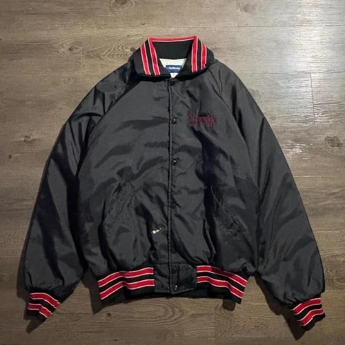 Vintage 90s made in USA Preppy nylon satin Holloway racing bomber jacket - product listing photo