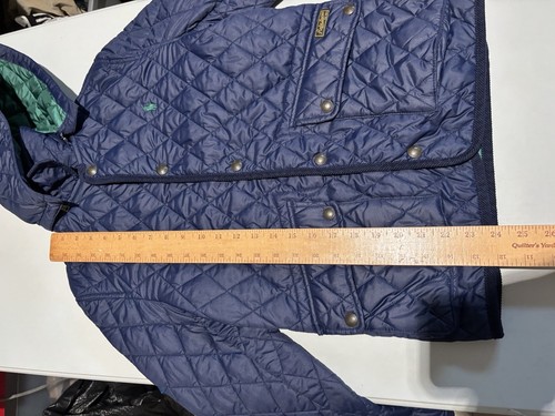 POLO Ralph Lauren Jacket Sz M 10-12 Kids Navy Blue Hooded Diamond Quilted - Picture 8 of 11