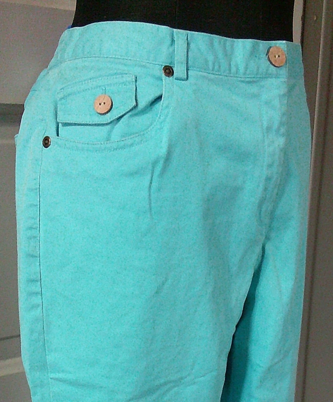 RUBY RD. Turquoise Flat Front Cropped Pants Slacks Capri 10