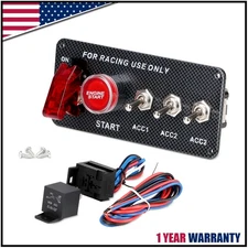 5-in-1 Ignition Switch Panel Engine Start Push Button LED 12V Toggle Racing Car