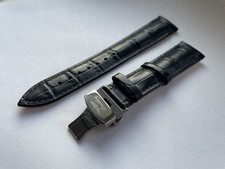 Breitling  19mm 20mm leather watch strap Black with Stainless Steel Buckle