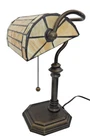 Vintage Tiffany Style Bankers Stained Glass Desk Lamp EXCELLENT Condition 15"