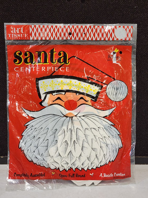 SEALED Beistle SANTA CLAUS Face Honeycomb Centerpiece Table Decor Christmas  11 
