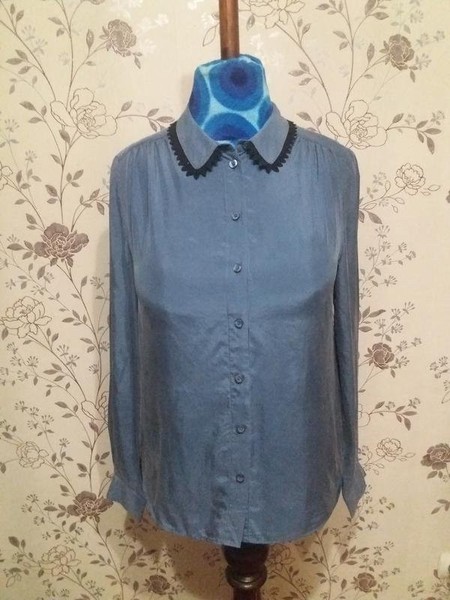 Women Hobbs Shirt Blue Silk 36 / S / 44