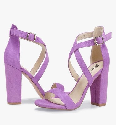 IDIFU Lilac Suede Strappy Block Heel Ankle Strap Sandals Women s US 9