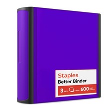 Staples Better 3-Inch D-Ring Binder, Purple Heavy-Duty 3-Inch,