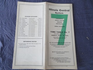 Illinois Central Railroad Iowa Div (West Dist) Employee Timetable #7 4/28/35