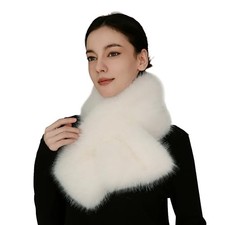 Faux Fur Scarf for Women - Ultra Soft Plush Winter Scarf, Fluffy One Size White